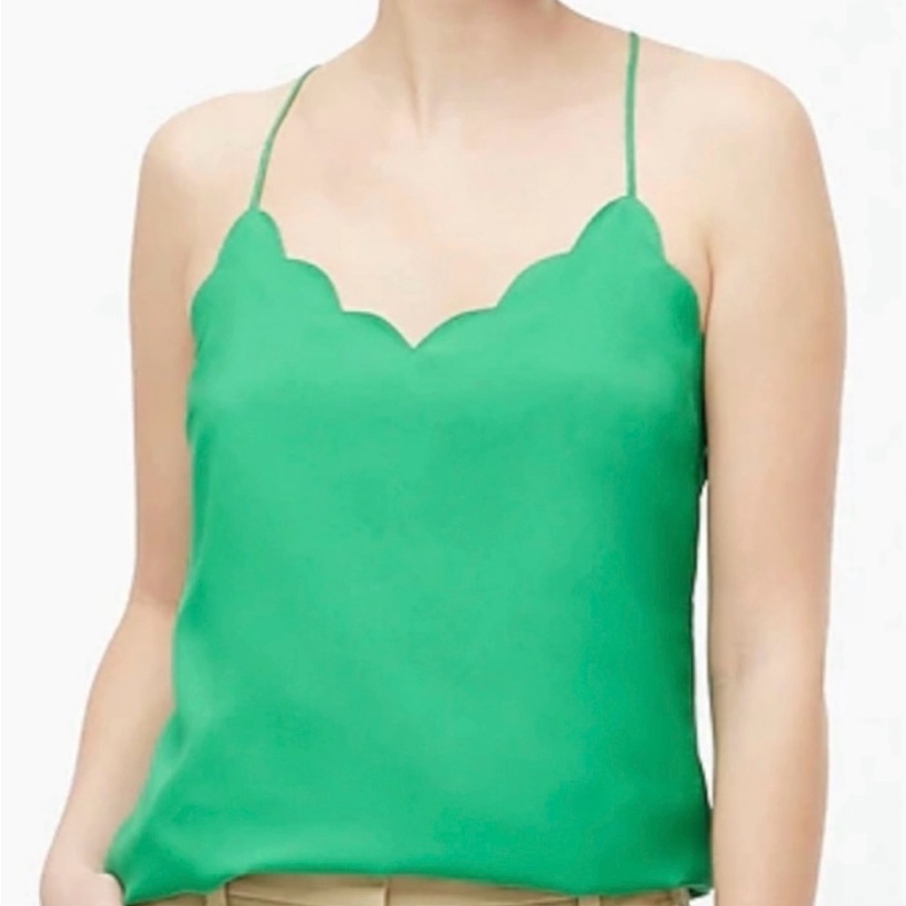 J Crew Green Scalloped Camisole